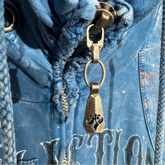 Affliction Women's Small Zip Up Sweatshirt American Customs Free Bird Distressed - Picture 6 of 8